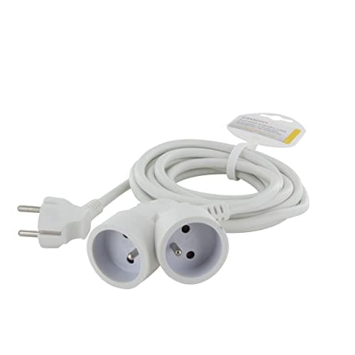 Prolongateur Double tête 3m Blanc Chacon - Câble électrique - Cuisinier - Cuisine - Longévité garantie - 1 x 3m