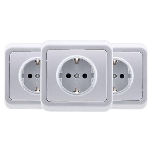Zenitech Lot de 3 Prises Encastrées Schuko 16A Grisinstallation Discrète et Sécurisée|Zenitech Modèle Antaria Prises Enc
