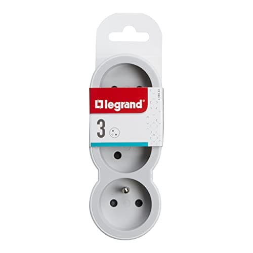 LEGRAND - Fiche multiprise triplée - 3 prises frontales avec terroir - Position horizontal - Sécurité enfant intégrée -