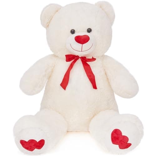 SNOWOLF Ours en peluche cuddly bear Boutons yeux doux mignons Cadeau enfants Anniversaire Noël Saint Valentin (60m, Brun — Heartcream