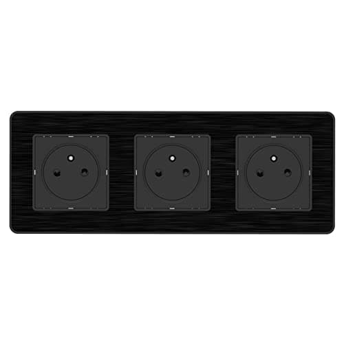 Zenitech Prise 2P+T 3x16A - Éjectable Facile 3x16A - Métal Noir Brossé