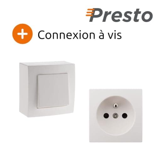 Interrupteurs va et Vient Zenitech +4 prises électriques - 16A saillie - Blanc - Presto