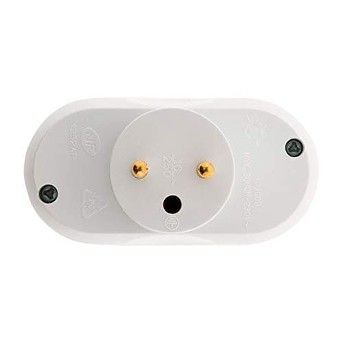Zenitech Multiprise Biplite 16A pour Façade - Blanc - Sécurité Maxi & Design Élégant pour Maison/Magasin