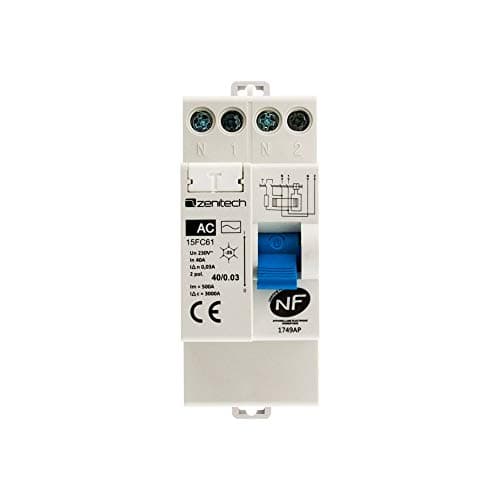 Zenitech - Interrupteur différentiel 40/2 30mA pour maison Type AC NF sécuritaire et efficace