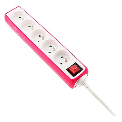 Zenitech multiprise 5x16A 2P+T interrupteur housse rose