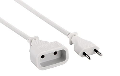 Electraline 20647011D Rallonge électrique pour européen 6A - usage domestique - 2m - section 2x0,75 mm² — Blanc