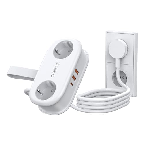 ORICO Multiprise d'Alimentation USB C 20W pour Bureau et Voyage Compatible avec les Téléphones 1,5m (AP3-Blanc)