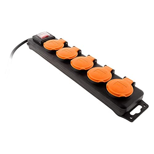 Zenitech Bloc étanche IP44 16A 2P+T pour douche Bloc de prises waterproof pour salle de bain avec interrupteur Noir 1,5m