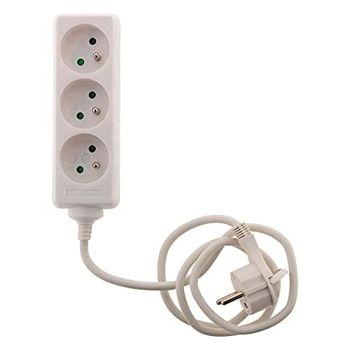 Zenitech Bloc 3 Prises - Fiche Extra Plate 1m - Blanc