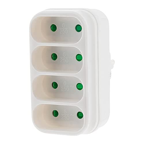 Zenitech - Multiprise Façade 4 Prises Quadriplite Blanc - Puissance Max 6A par Prise - Sécurité Intgrée Contre Surcharge