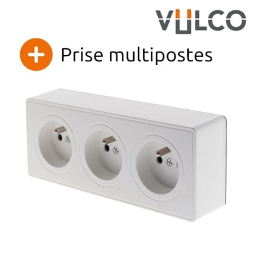 Prise triple 16A en saillie Blanc Vulco - Sécurité et_performance électriques - 3 prises