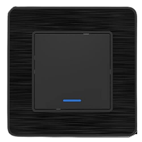 Zenitech Interrupteur Double Complet à Voyant 10A - Métal Noir brossé - Éclairage Intérieur Confortable