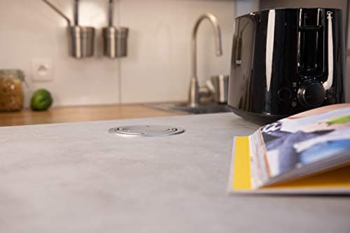Zenitech - Bloc 3 prises 16A escamotables câblés HO5VV-F 3x1mm² - Optimisation d'espace pour cuisine - Couvercle et cadr