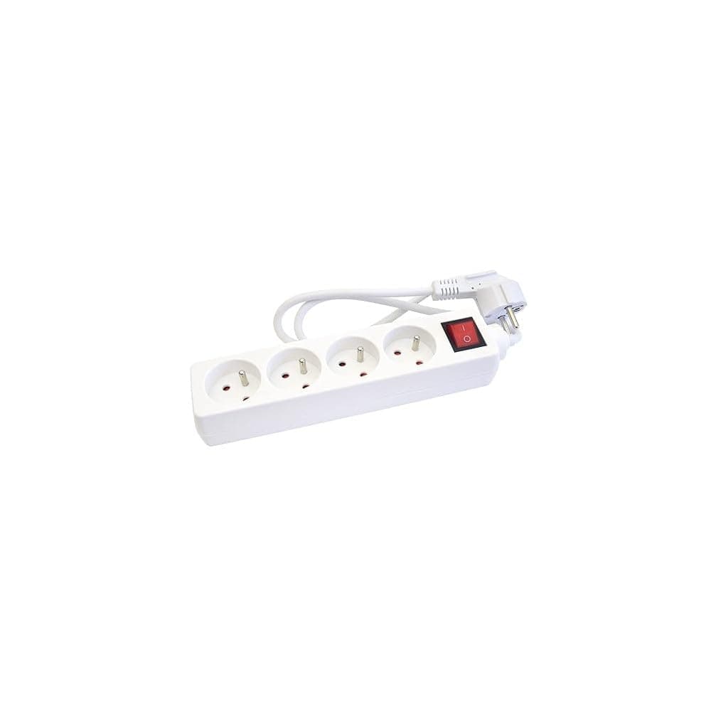 Bloc Multiprise 4 Prises 16A avec Terre + Interrupteur Marche/Arrêt Lumineux, Câble 1m - Blanc Compact et Robuste