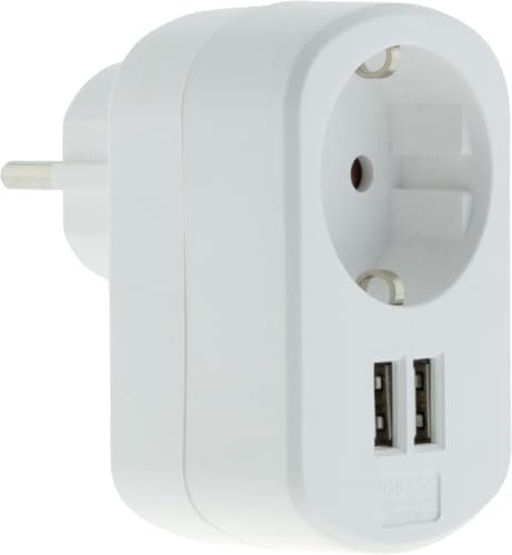 Zenitech Prise Schuko 16A + 2 USB A 3,4A - Prise Murale Blanc - Idéale pour Smartphones et Tablettes - Chargeur USB Inté