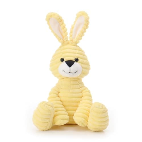 Jouets en peluche Apricot Lamb - Velours côtelé - Lapin Bunny - Doux à câliner - Parfait pour enfant - Vert - 23cm — Jaune