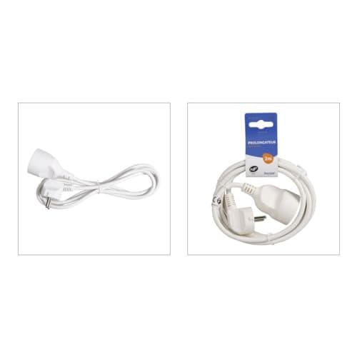 ITENSE Prolongateur électrique 16A Câble HO5VV-F 3G1 mm² Rallonge 2m pour usage intérieur blanc extension robuste
