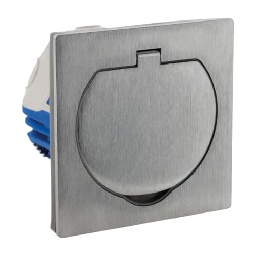 Zenitech Prise de Sol IP55 16A 2P+T - Alu Brossé Clapet Aimanté Sécurité - Fixation Par Vis Incluse - Électrification de
