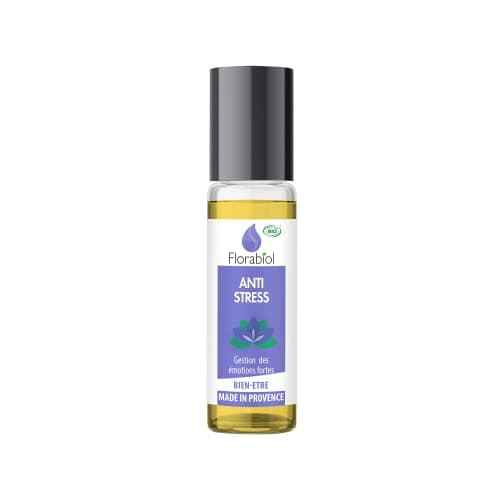 FLORABIOL Roll On Anti Stress Certifié Bio 100% Naturel 10 ml - 4 Huiles Essentielles - Réduit le Stress & l’Anxiété - F