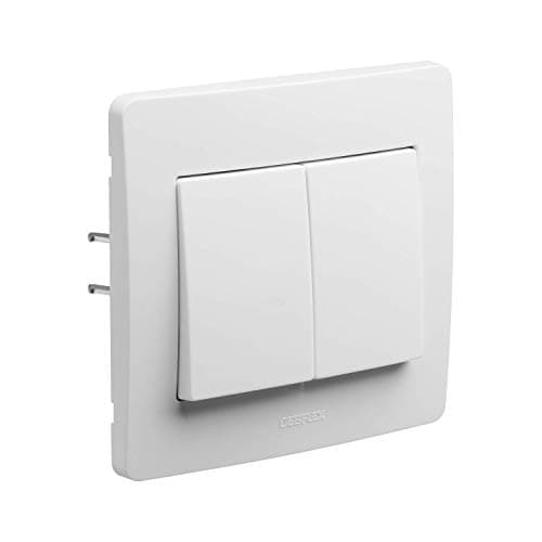 DEBFLEX - Double Interrupteur Va et Vient - Designs Élégants - Facile à Installer - Blanc - 85 x 82 x 37 mm