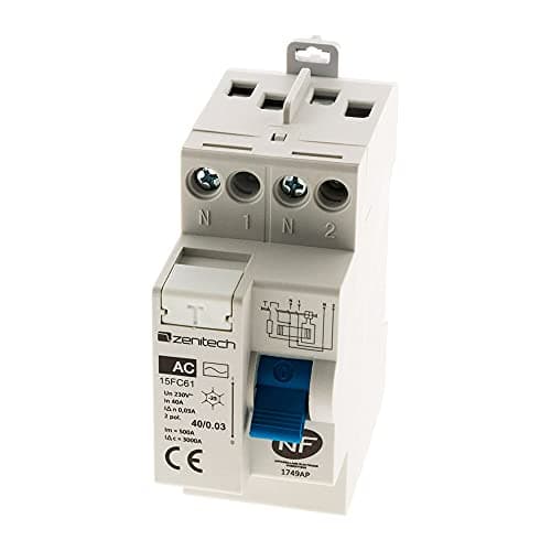 Zenitech - Interrupteur différentiel 40/2 30mA pour maison Type AC NF sécuritaire et efficace