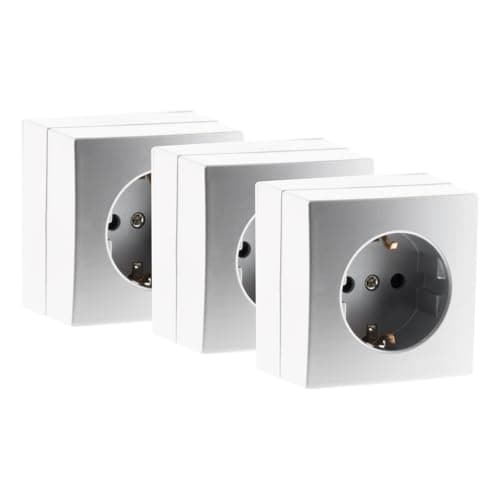 Zenitech Lot de 3 Prises Schuko Saillies 16A pour Bel'Vue - Argent
