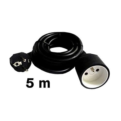 Prolongateur Zenitech 16A 2P+T HO5VV-F 3G1,5mm² Noir 5m (Lot de 2)