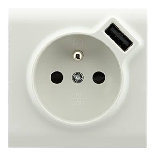 Zenitech Prise 2P+T et USB en sailliepour la maison - Blanc - Style Moderne, Qualité Élevée, Sécurité Maximale