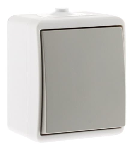 Va et vient IP54 Gris clair -Protection contre la poussière et l'eau - Idéal pour le jardin - Robustesse et facilité d'u