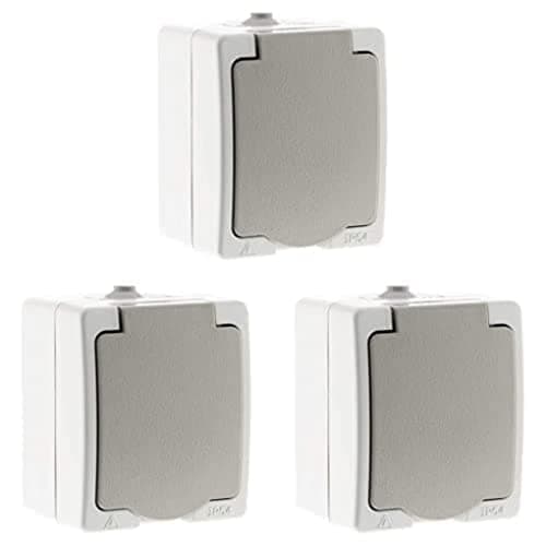 Akya Prise 2P+T 16A Grisclair IP54 | Meilleures Prix | Pour Extérieur | Durabilité Haute | Palette de 3