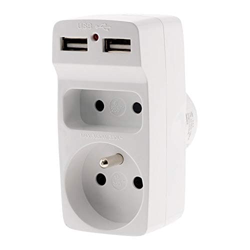 Zenitech Multiprise 2P+T 16A avec Chargeur USB - Multiports Sécurisés pour Maison et Bureau - 6A/16A