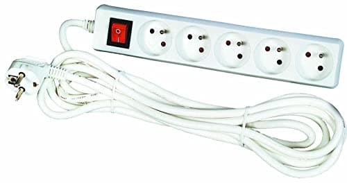 Zenitech DIO013043 Bloc alimentation Blanc 3 prises USB 2 ports 1,5 m — 5 prises 2P + T + Interrupteur