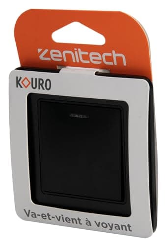 Zenitech Interrupteur Double Complet à Voyant 10A - Métal Noir brossé - Éclairage Intérieur Confortable