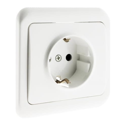 Zenitech Prise encastrée Schuko 10/16A - Blanc - Électrique Securisée