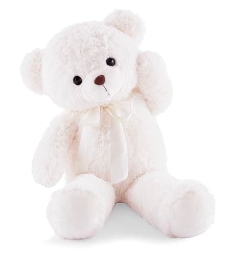 YunNasi Ours en Peluche Géant XXL 90cm - Peluche Moelleuse pour Enfants, Cadeau de Noël, Décoration Chambre Rose — Blanc