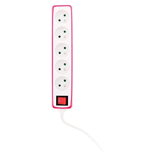 Zenitech multiprise 5x16A 2P+T interrupteur housse rose