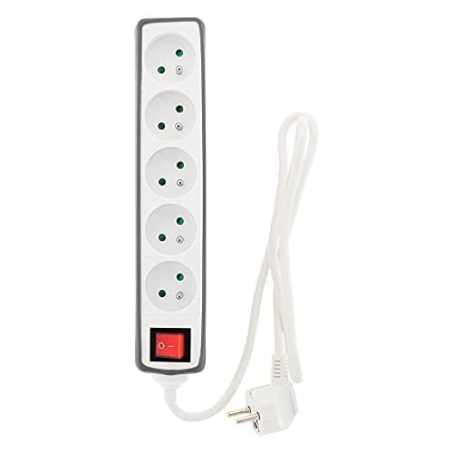 Multipraize Zenitech 5 prises 16A 2P+T + Interrupteur + Housse - Gris