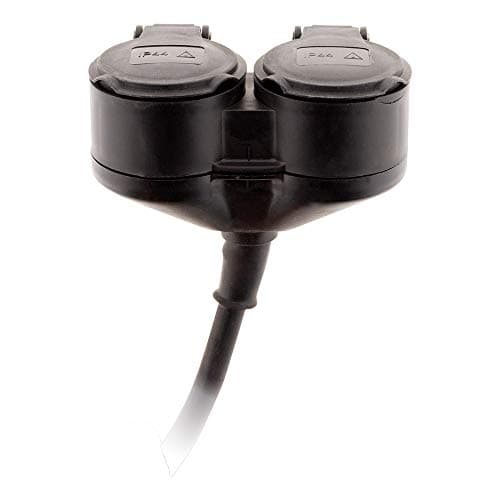 Zenitech Prolongateur à Double tête 16A 3G1,5mm² pour Chantier - Noir 1m - Extension Électrique Drôle et Durable