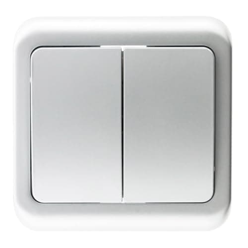 Zenitech Interrupteur Double Antaria Blanc - Électrique Salle de Bain et Cuisine Design Moderne Facile à Installer