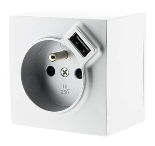 Zenitech Bel'Vue Prise Électrique 2P+T 16A USB |4A | Couleur Silver | Design Moderne | Intérieur Moderne