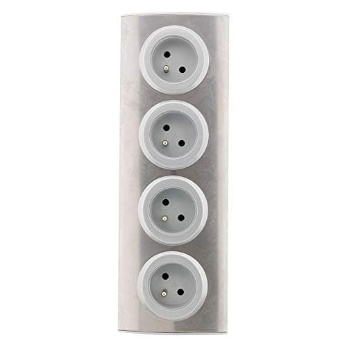 Zenitech - Bloc 4 prises 16A 2P+T câblables - Gris pour maison - Électricité sûre et pratique - Étui en plastique durabl