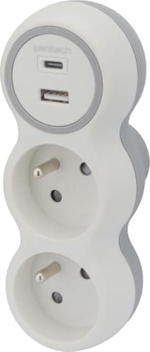 Prise 2x16A + 2 ports USB A/C Blanc et Gris Bolea
Prises électriques 2x16A 2 ports USB blanc et gris Bolea
Prise électri