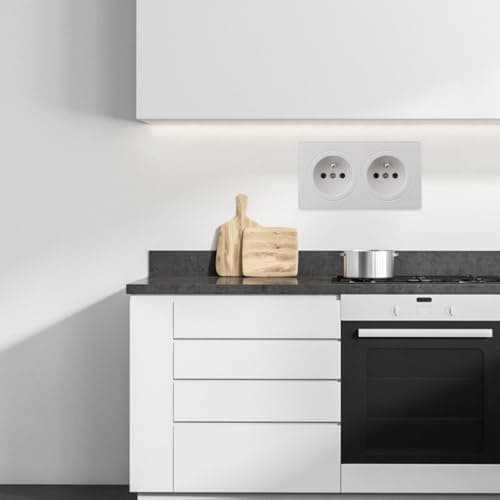 Zenitech Prise Double Saillie 2P+T 16A Blanc - Sûr & Conforme à la Norme CE