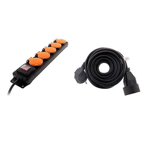 Zenitech Bloc étanche IP44 16A 2P+T pour douche Bloc de prises waterproof pour salle de bain avec interrupteur Noir 1,5m