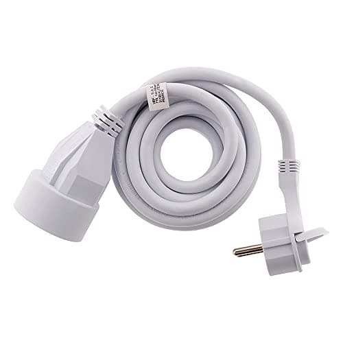 Prolongateur 16A HO5VV-F 3G1.5mm² Zenitech - 3m Blanc avec Fiche Extraplate, Gaine Transparente et Blindage - Extension