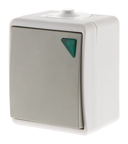 Zenitech Va et vient à voyant IP54 gris clair pour extérieur chaud et froid