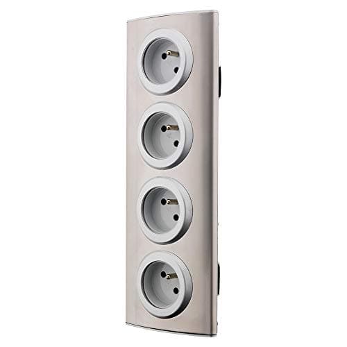 Zenitech - Bloc 4 prises 16A 2P+T câblables - Gris pour maison - Électricité sûre et pratique - Étui en plastique durabl