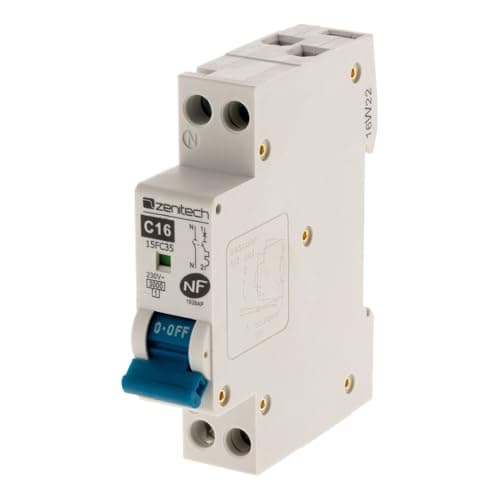 Zenitech Disjoncteur PH/N 16A NF pour résidents sécuritaires | Protection électrique essentielle dans les logements | Él