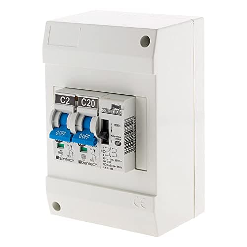Zenitech - Coffret chauffe-eau 2 disjoncteurs 2A-20A & contacteur jour/nuit pour maison - 2 circuits 220V Simon & Brown