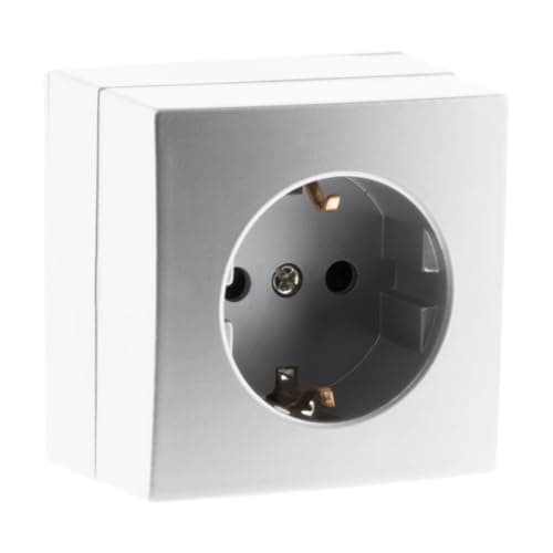 Zenitech Lot de 3 Prises Schuko Saillies 16A pour Bel'Vue - Argent — Prise Schuko saillie